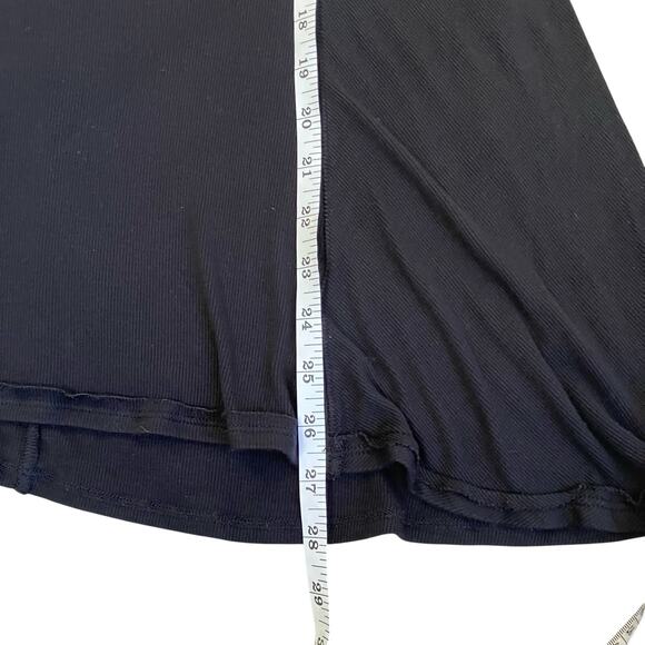 Free People XS Flowy January Long Sleeve Top Ribbed Raw Hem Black Casual Soft - Picture 13 of 15